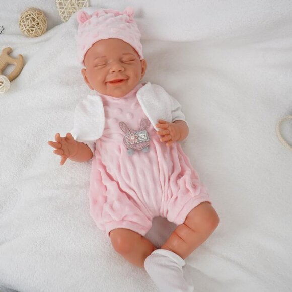 18 Inch Realistic Full Body Silicone Reborn wheaten Baby Girl Sleeping Dolls - Picture 1 of 7